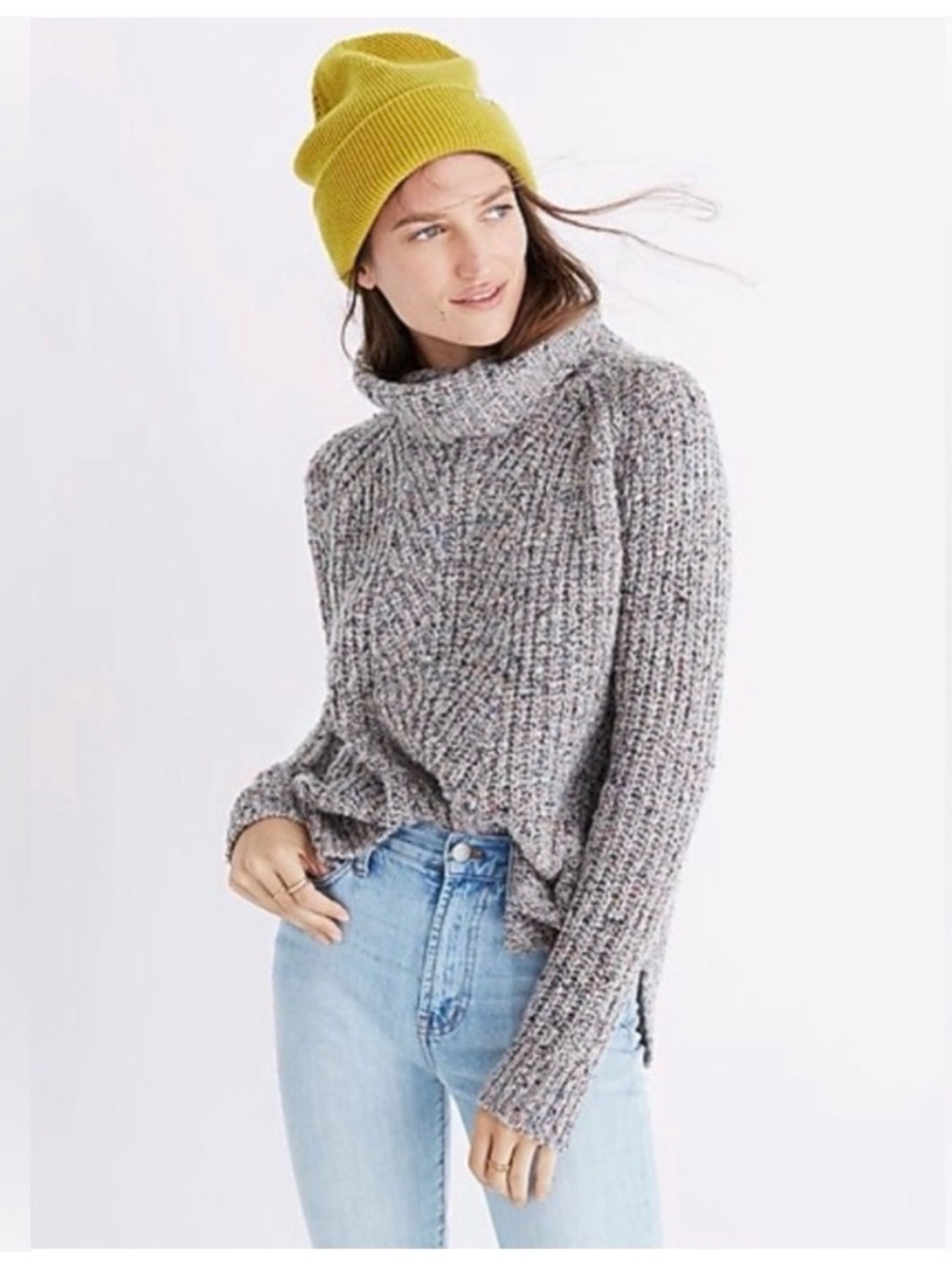 Madewell ColorFleck Ribbed Turtleneck Sweater size S